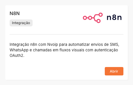 Card da integração N8N