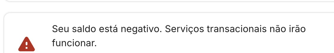Alerta de saldo negativo
