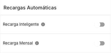 Opções de recarga inteligente e recarga mensal