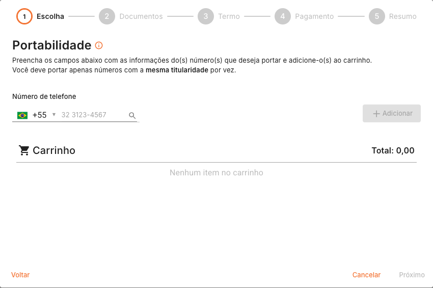 Etapa inicial de portabilidade