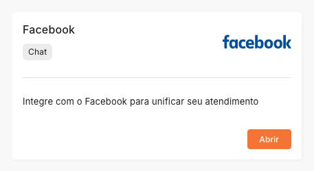 Card da integração Facebook