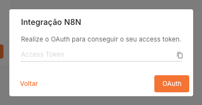 Popup de integração N8N