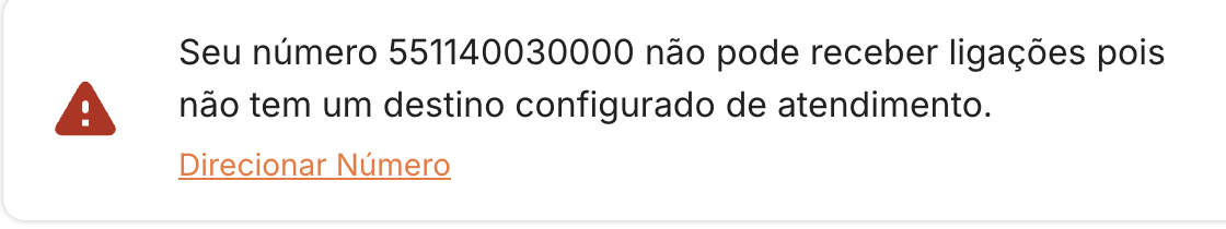 Alerta de número sem direcionamento