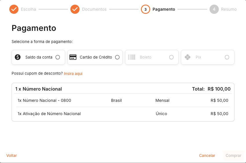 Pagamento do Número Nacional