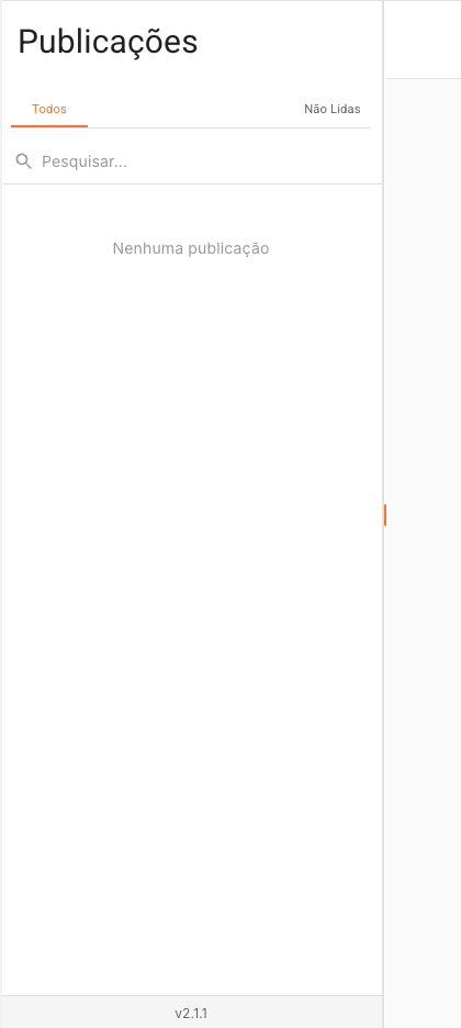 Lista lateral da área Publicações no painel Nvoip