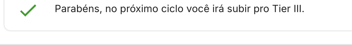 Card de evolução de tier do revendedor