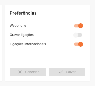 Preferências da empresa no painel da Nvoip
