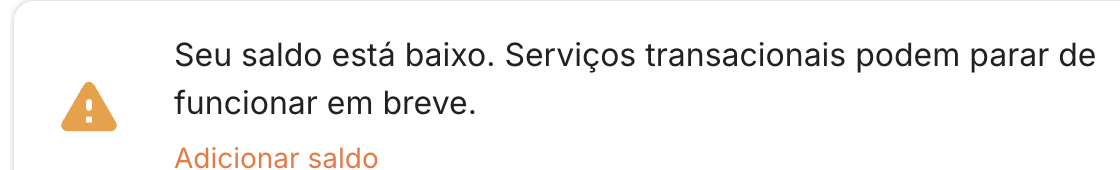 Alerta de saldo baixo