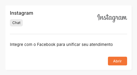 Card da integração Instagram