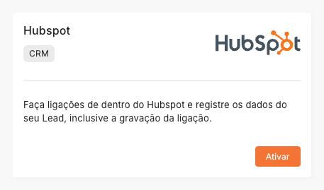 Card da integração HubSpot