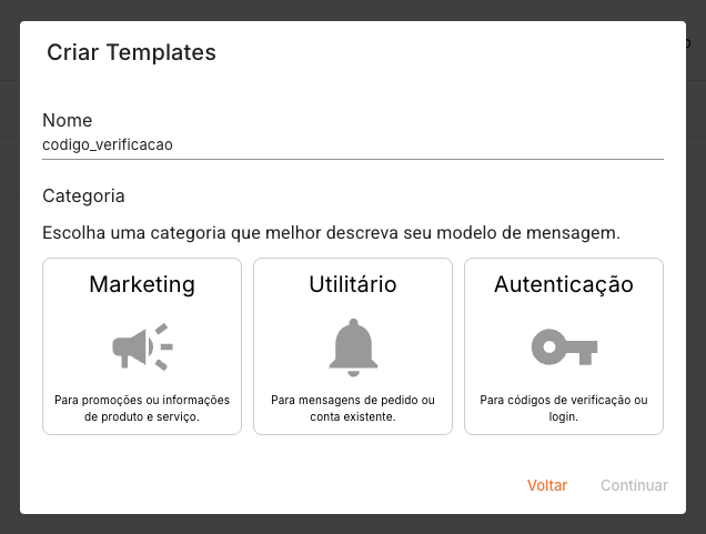 Editor de template SMS
